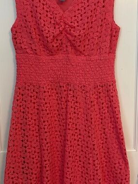 Vintage Rabbit Coral Fit and Flare Dress Wedding Office Party Crochet SlimmingU1
